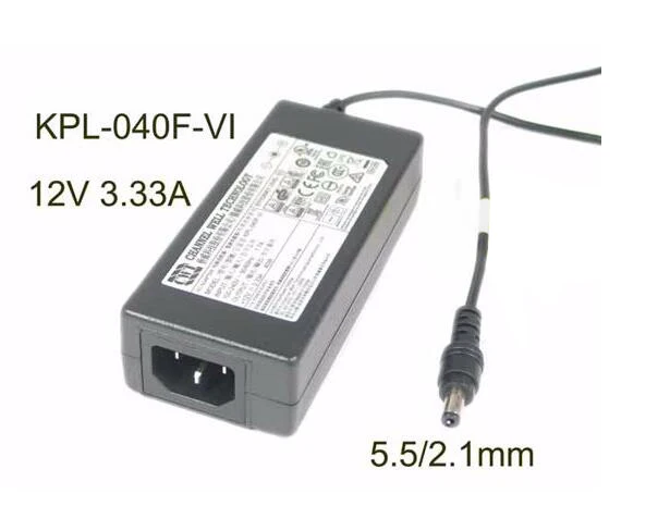

Laptop Power Adapter, KPL-040F-VI, 12V 3.33A, Barrel 5.5/2.1mm, IEC C14