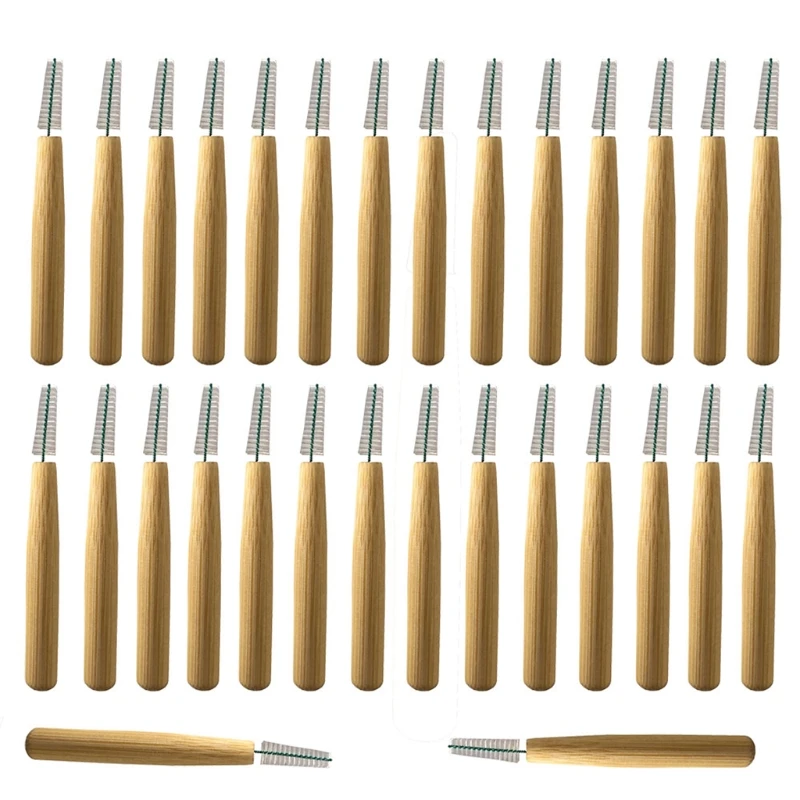 

Portable 30 Pcs/Set Interdental Brushes with Bamboo Handle Flossing Tooth Picks