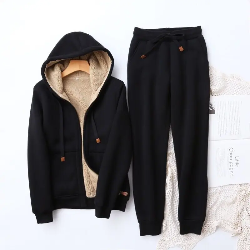 New Coat Women's Autumn and Winter Suit Women's Winter Sweater Hooded Upper Garment Women's Sports Two-piece Set Pants