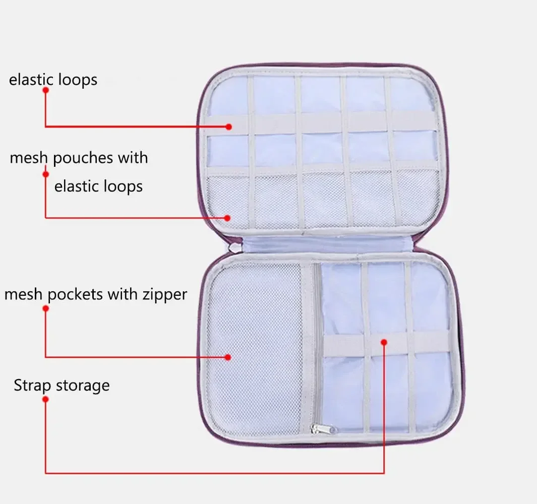 Smart Watchbands Travel Organizer - Portable Wriststrap and Data Cable Storage Case