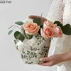 Flower Texture Ceramic Vase Handbag Shaped Flower Pots Desk Decoration Flower Arrangement Floral Vases Room Aesthetic Decor 2
