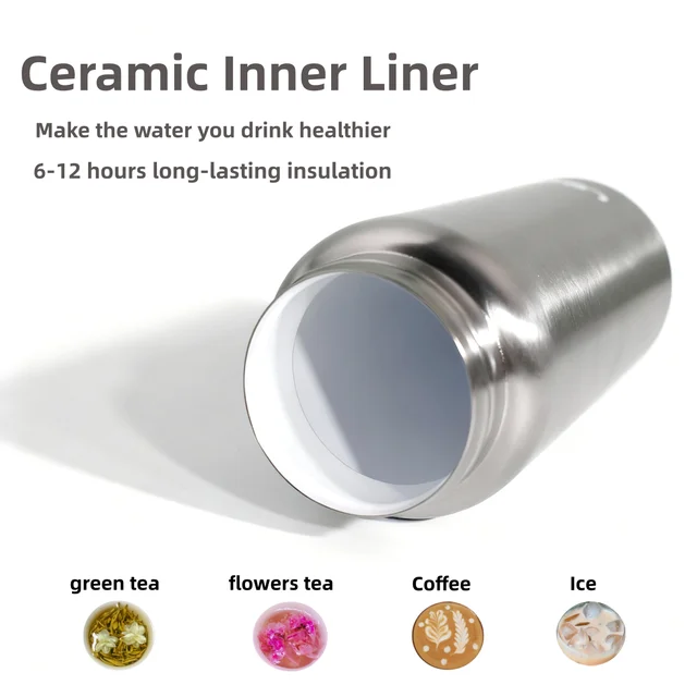350-750ml Premium Ceramic Liner Tea Thermos Bottle Double Walled Stainless Steel Water Cup Vacuum Flask Travel Bottle 2