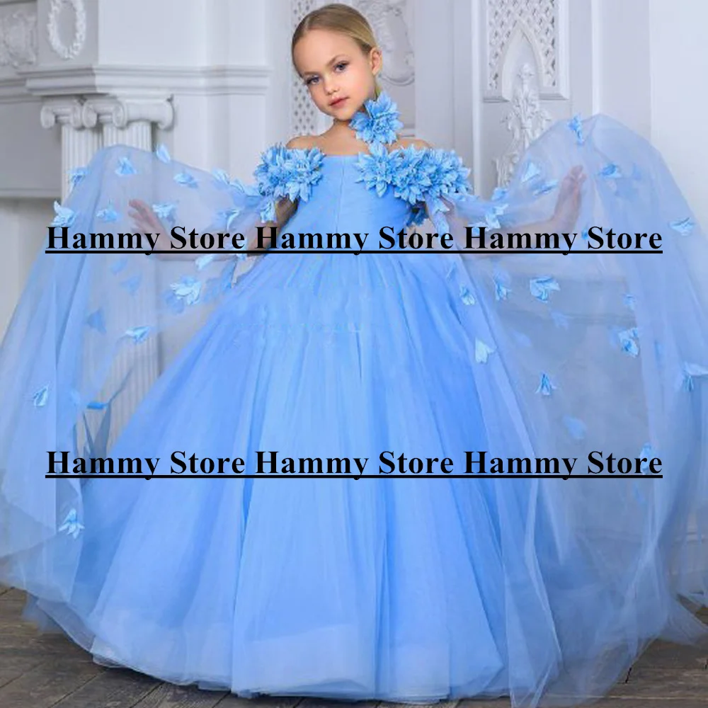 Children Party Dresses Birthday Off The Shoulder Ruched Ball Gown Graduation Communion Flower Girl Dress