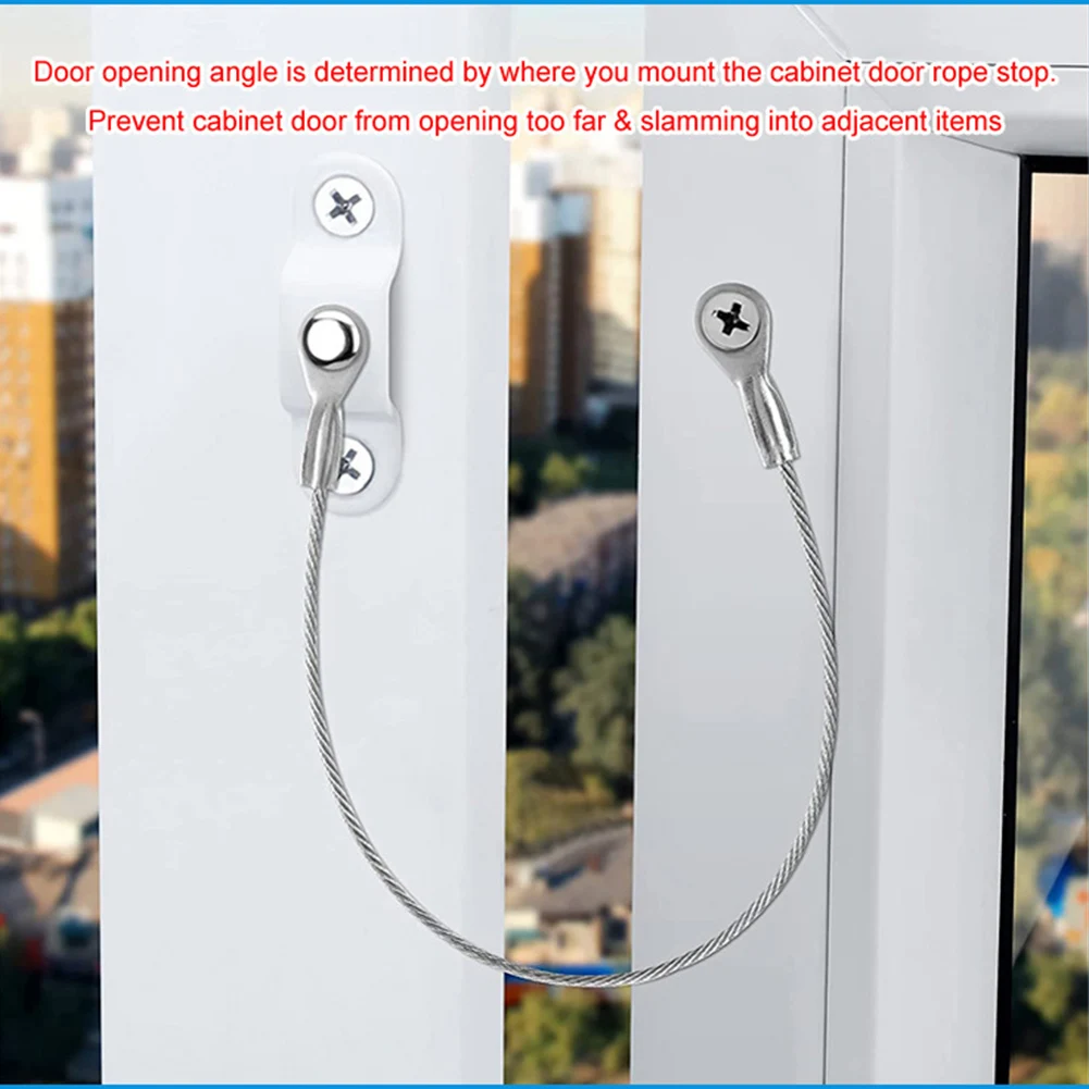 Rope Pins 4pcs Stainless Steel Door Cabinet Restraint Braided Cable Hinge Limiter Stopper