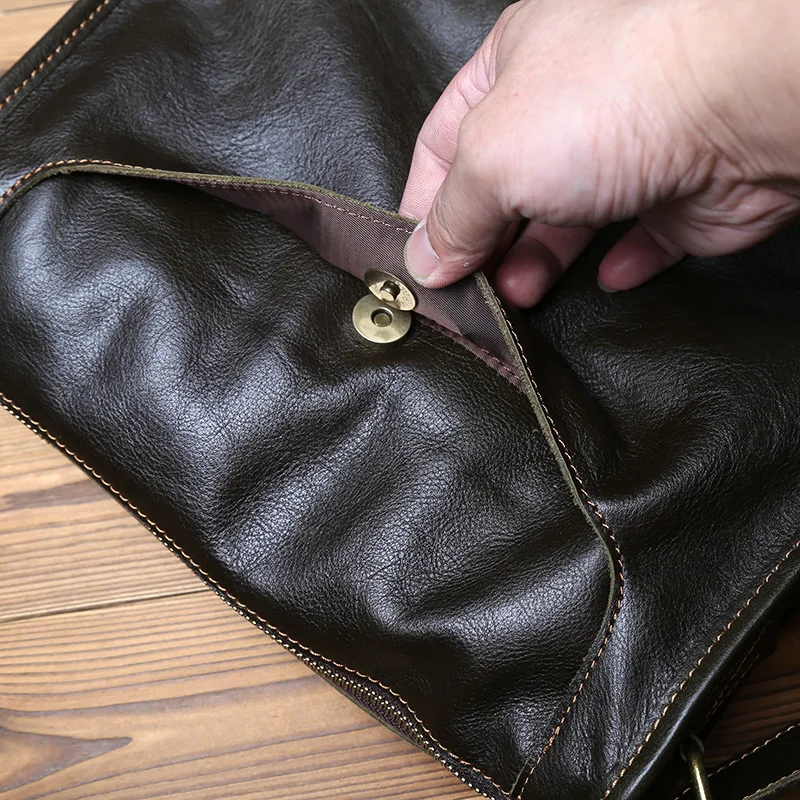 NZPJ Vintage Genuine Leather Men's Shoulder Bag Natural