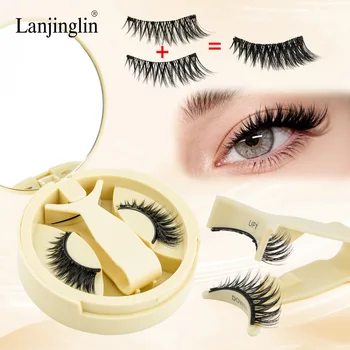 1 Pair Reusable Magnetic Eyelashes 3D Mink lashes Long-Lasting No Glue Needed False Eyelashes and Magnetic Tweezers Set