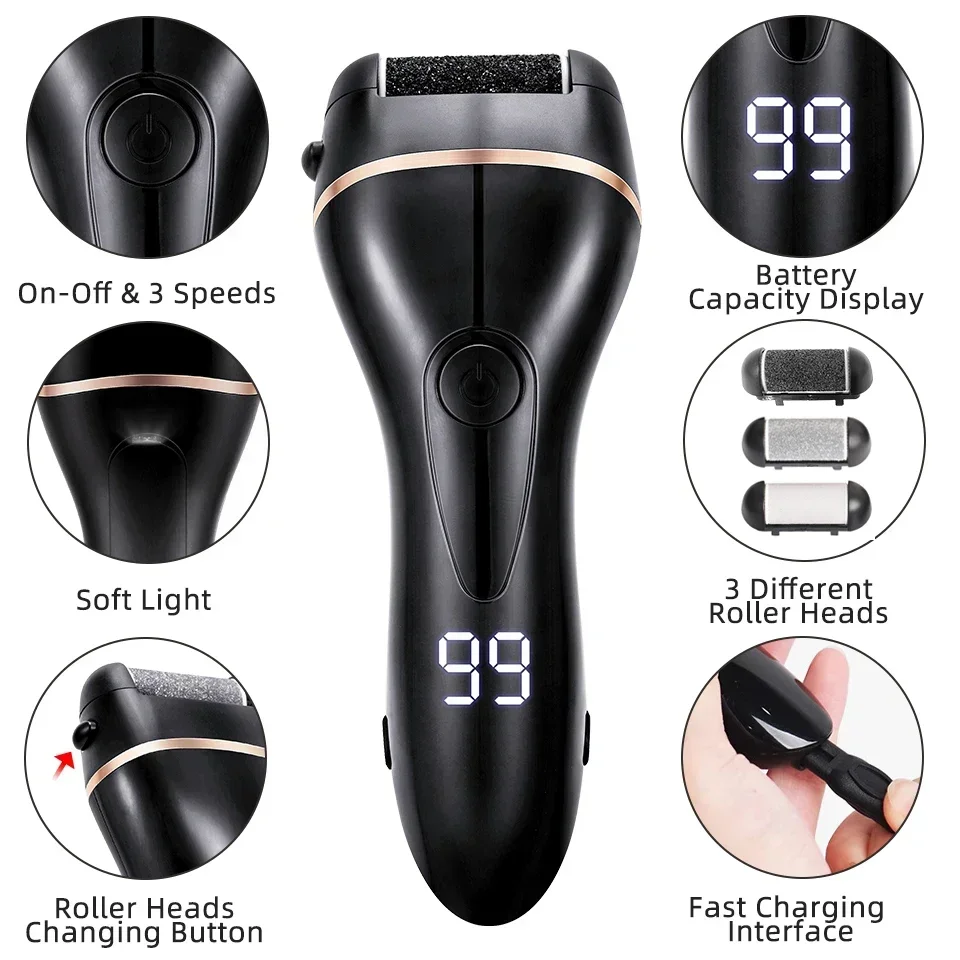 Rechargeable Electric Foot File Callus Remover Machine Pedicure Device Foot Care Tools Feet For Heels Remove Dead Skin pedicure 6