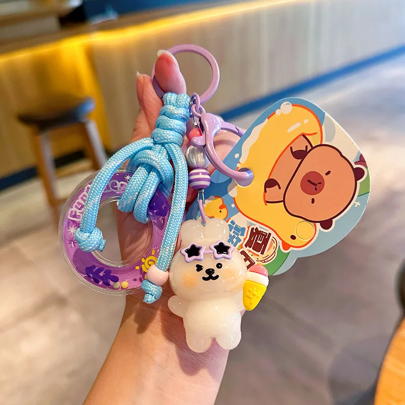 색상 변경 고양이 토끼 펜던트 키 체인 Uv 감도 온도에 민감한 색상 변경 열쇠 고리 인테리어 장식