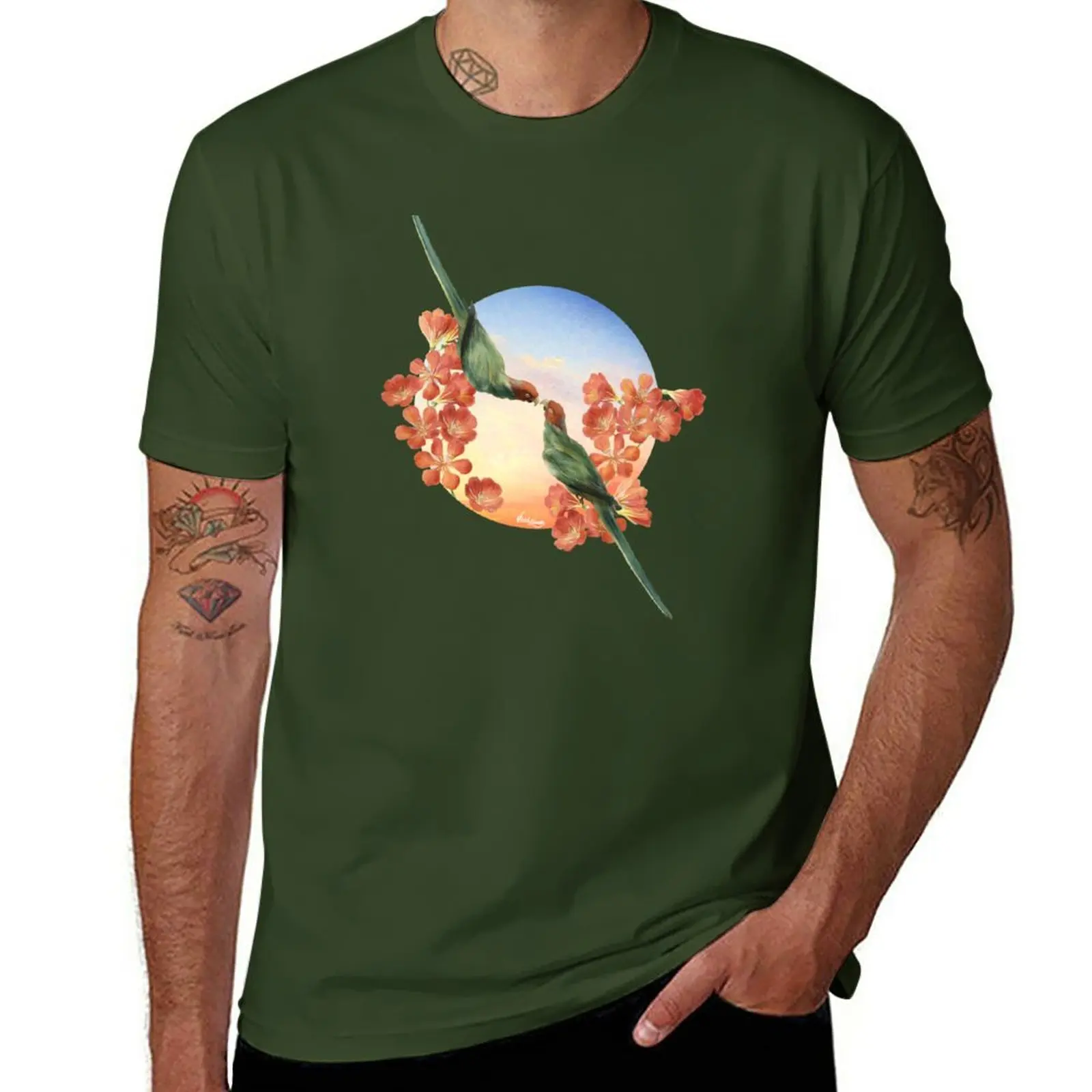 

New Lover Birds T-Shirt summer tops graphics t shirt mens vintage t shirts