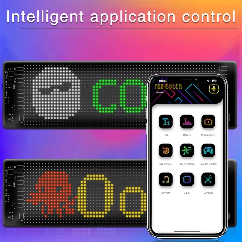 Intelligente led-verlichting voor de auto, programmeerbaar flexibel led- display, Devil Eye RGB-lamp met display, programmeerbaar flexibel scherm, voor voertuigen, intelligente verlichting