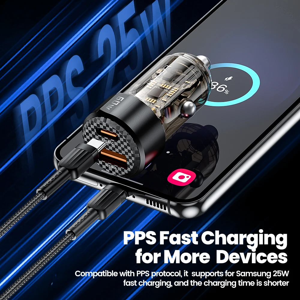 รูปสินค้า ที่ชาร์จในรถยนต์ USB C+A ชาร์จเร็ว PD30W+QC30W
