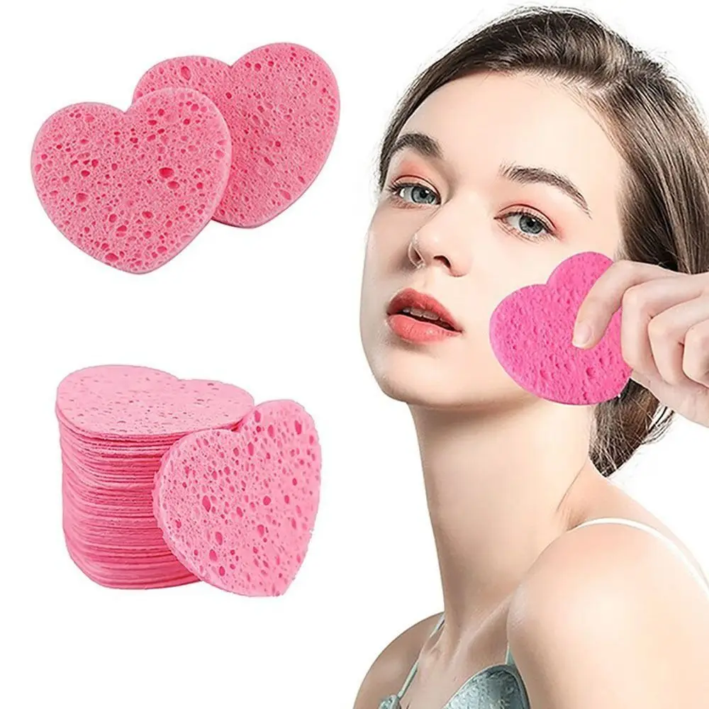 

10PCS Makeup Removal Sponge Heart Shaped Cellulose Sponge Cotton Face Washing Cleansing Sponge Cosmetic Puff