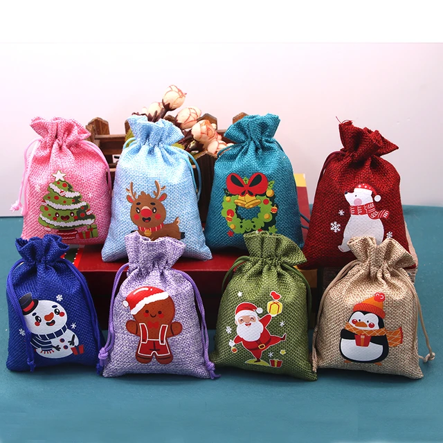 Christmas Gift Bags Drawstring  Christmas Gifts Bags Burlap - 16pcs/lot  Christmas - Aliexpress