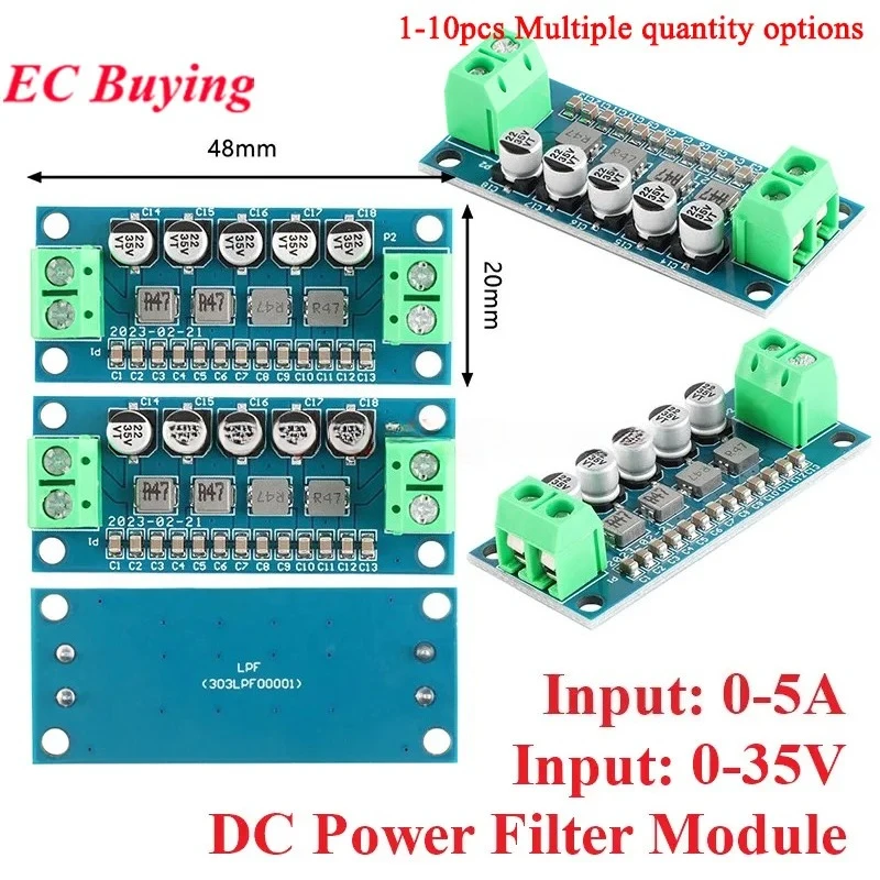 5Pcs/1pc DC Power Filter Board Modul Low Pass Stabilisierung Spannung Reduzierung Welligkeit 0-35V 0-5A Low-pass EMI Filter Boost