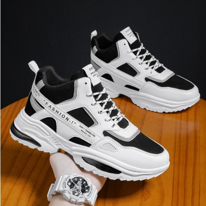 

Spring New Men's Fashion Rest High-Top Elevator Shoes Inside Winter Comfortable Leather Sports Sneakers Youth Student Trainers