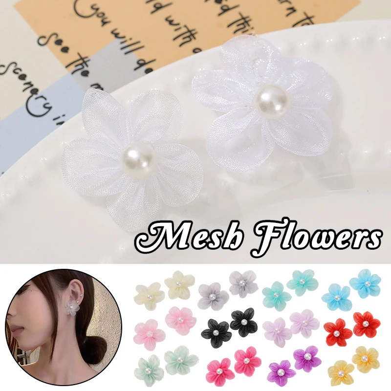 100 Stück Perlengarn-Blumenapplikationen zum Selbermachen, Brautkleidung, Dekor, Basteln, künstliche Blumen mit künstlichen Perlenflicken, Nähzubehör – Detail 1