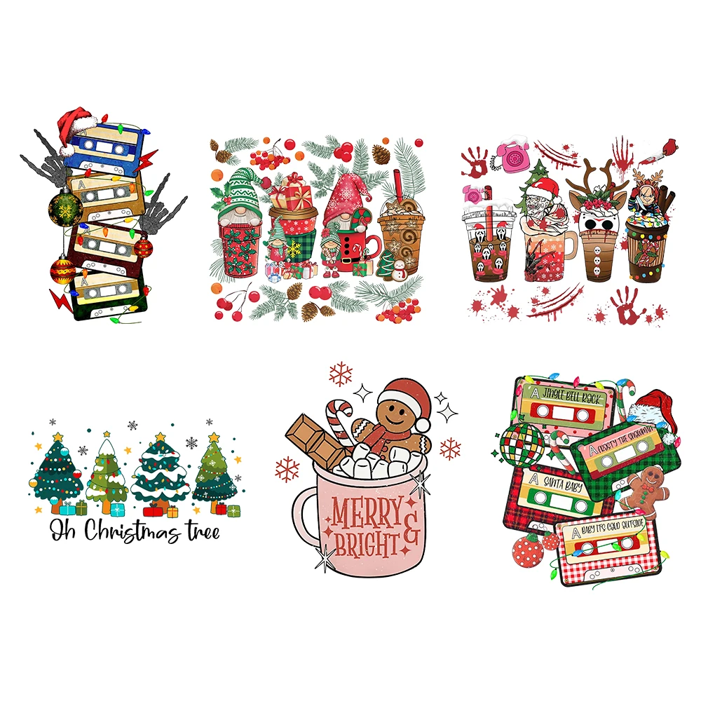 Christmas Iron On Transfer For Clothing Patches DIY Washable T Shirts