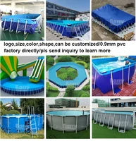 Piscine rectangulaire ultra-grande à structure métallique portable pour parcs aquatiques gonflables, utilisation extérieure/intérieure 4