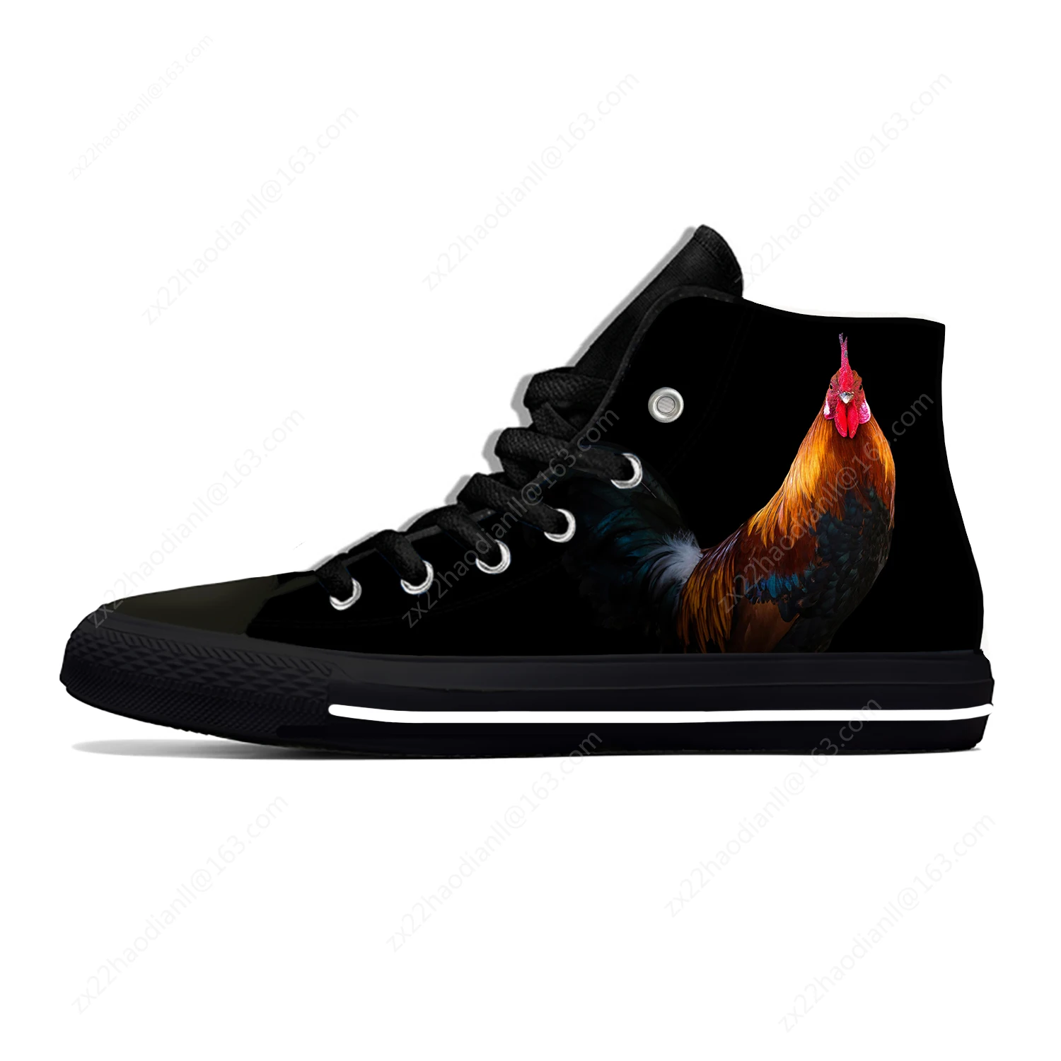 Fun Animal Rooster Pattern Lightweight Cloth 3D Print Funny Fashion High Top Canvas Shoes Mens Womens Casual Breathable Sneakers