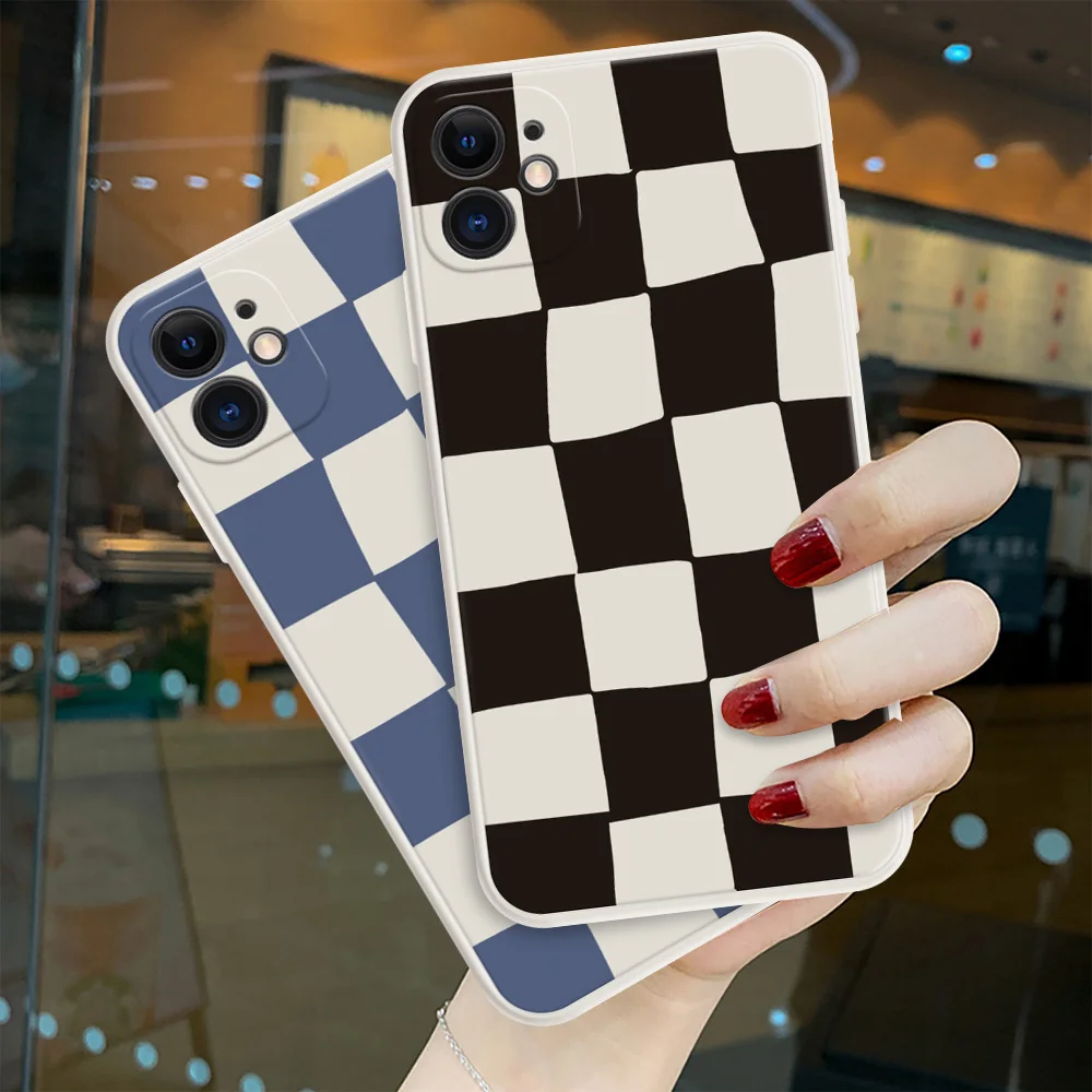 Fashion Checkerboard Phone Case For Samsung Galaxy S22 ultra S23 S21 S20 S22 Plus S20 S21 FE 5G Silicone Camera Protection Cover