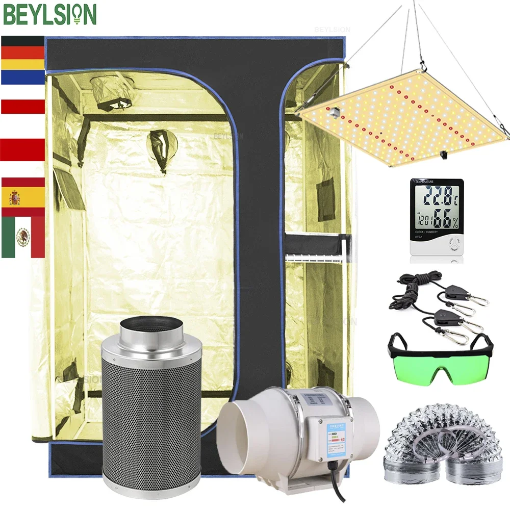 BEYLSION Growbox Complete Set Air Tent Grow With Dimmable LED Grow Lamps Centrifugal Fans Activated Carbon Air Filter Set led grow lamp grow tent air carbon filter