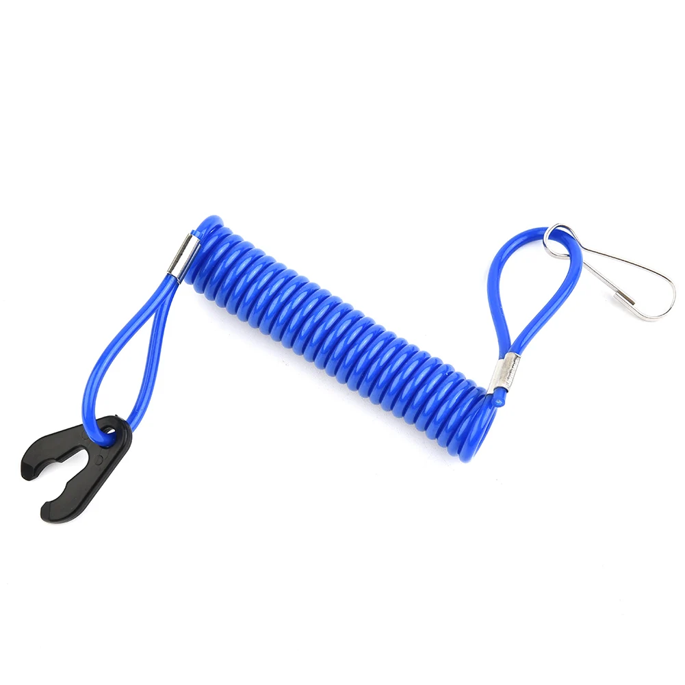 

Blue Safety Rope With Rotating Spring Hook Lanyard Rope Premium TPU&PVC Material For Johnson/For Evinrude/for Mercury/For Honda