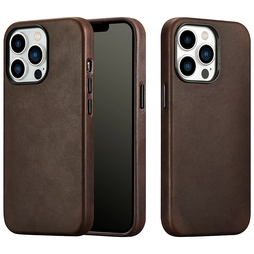 Genuine Leather Case for iPhone 13 Pro Max Real Skin Business Case for iPhone 13 Mini Classic Magnetic Charging Phone Back Cover apple iphone 13 pro case