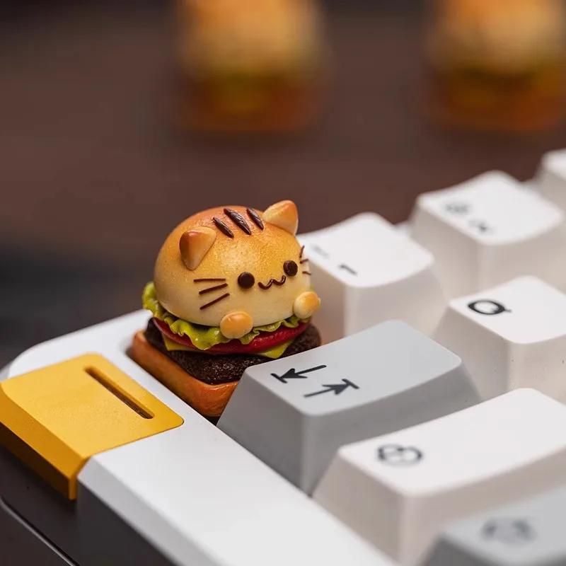 

MiFuny Yellow Cat Burger Key Hat Original Cute Keyboard Hat OEM Introduction Mechanical Keyboard Gift Cross Axis Cartoon Key Hat