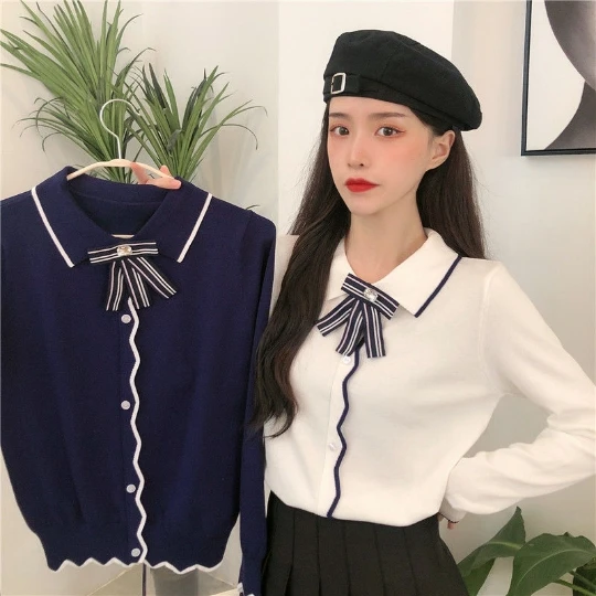 

Korean Long Sleeve Loose Tops Slim Japan Woman Pullover Knitted Sweater Jumper Spring Top Cloth Clothes Women Girl Lady Suéter