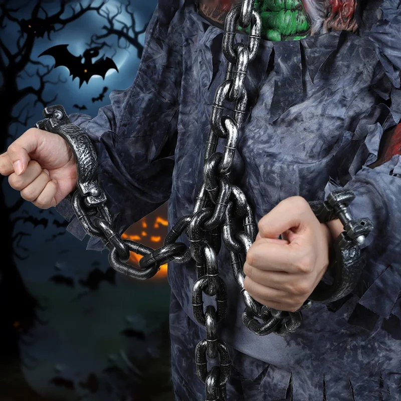 Grilletes Y Esposas De Halloween – Accesorios De Plástico Realistas Para Disfraces De Prisionero Y Decoración Terrorífica