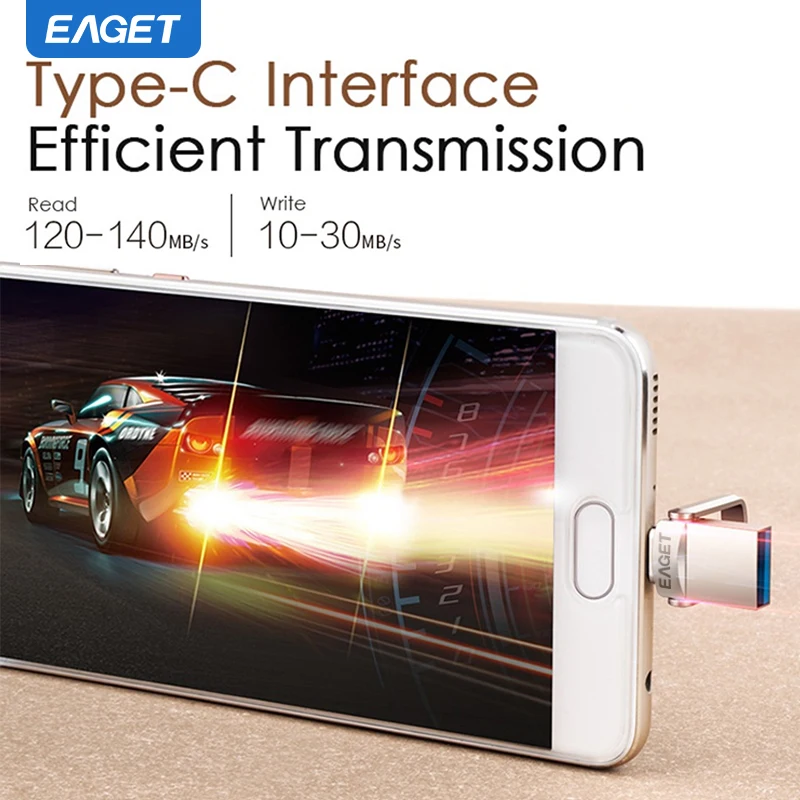 USB Flash Drive Eaget Super Mini 2 in 1 USB Type C& A Interface 120Mb/s 3.2 Key Memory Stick