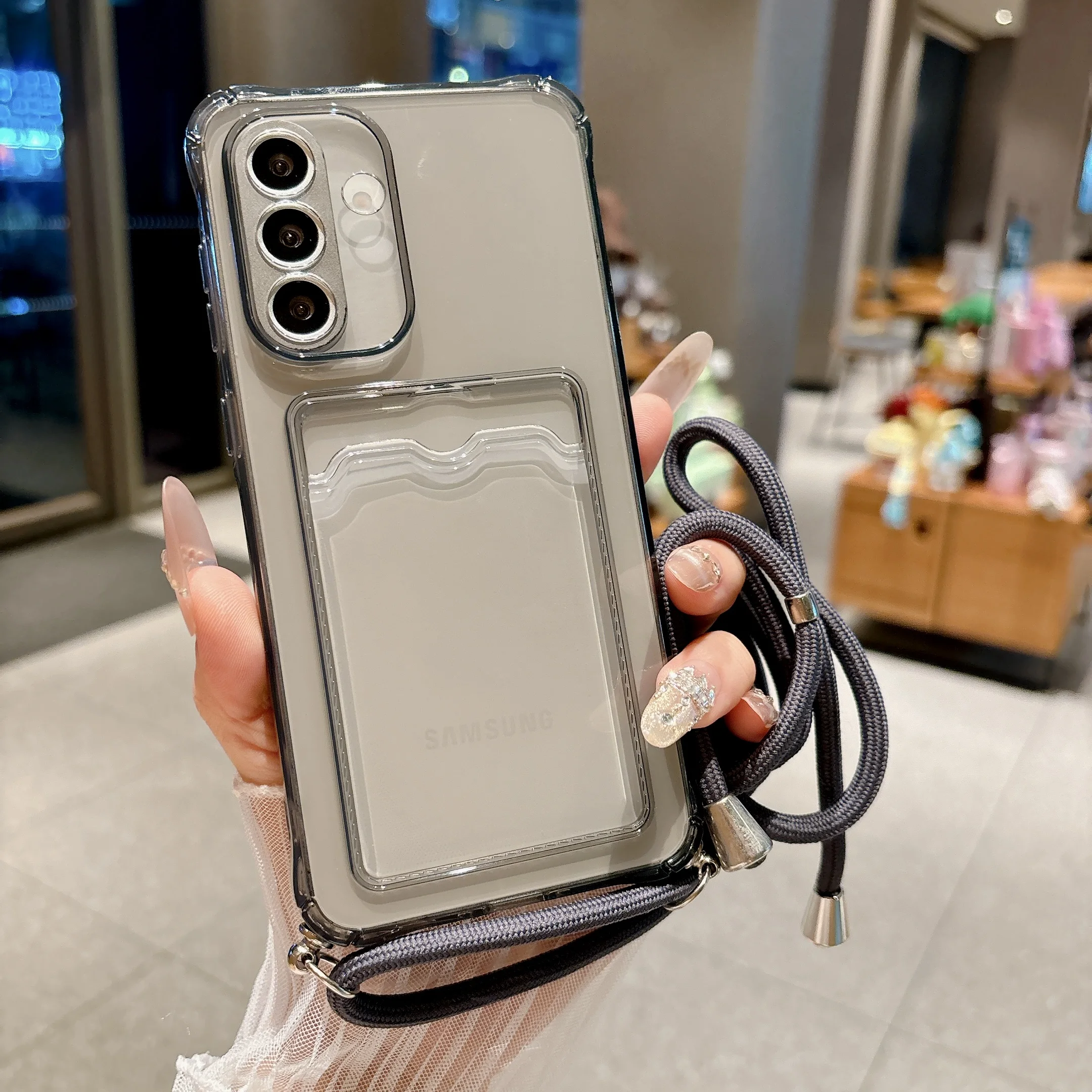 Clear Crossbody Lanyard Phone Case with Card Slot Cover