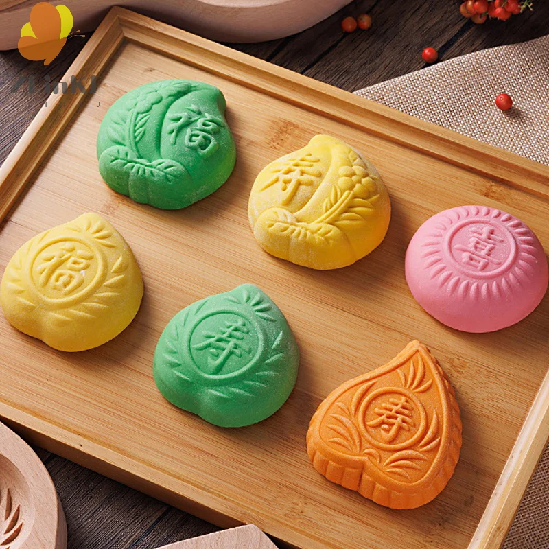 Manual DIY Wooden Steamed Bread Mold Moon Cake Fruit Biscuits Pasta Bag Steamed Stuffed Bun Tool Household Baking Artifact