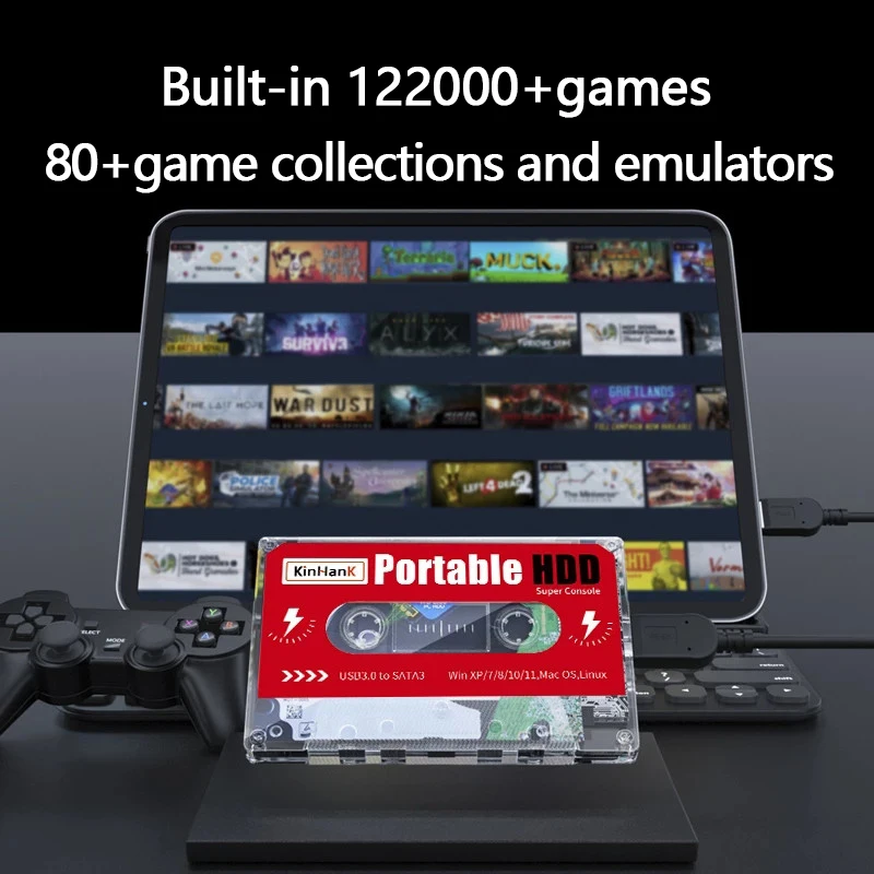 2tb Hdd Portable External Game Hard Drive Disk For Laptop Pc With 1 000 Game For Ps3 Ps2 Wii Ps1 N64 Switch Console X Box Video Game Consoles Aliexpress