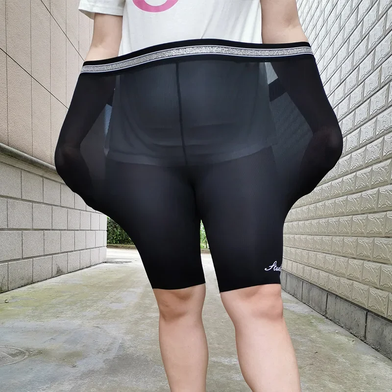 MAX 175KG Plus size High waist ice cotton Breathable pants,lace anti chafing legs for larger pants Safety Short Pants women 6XL
