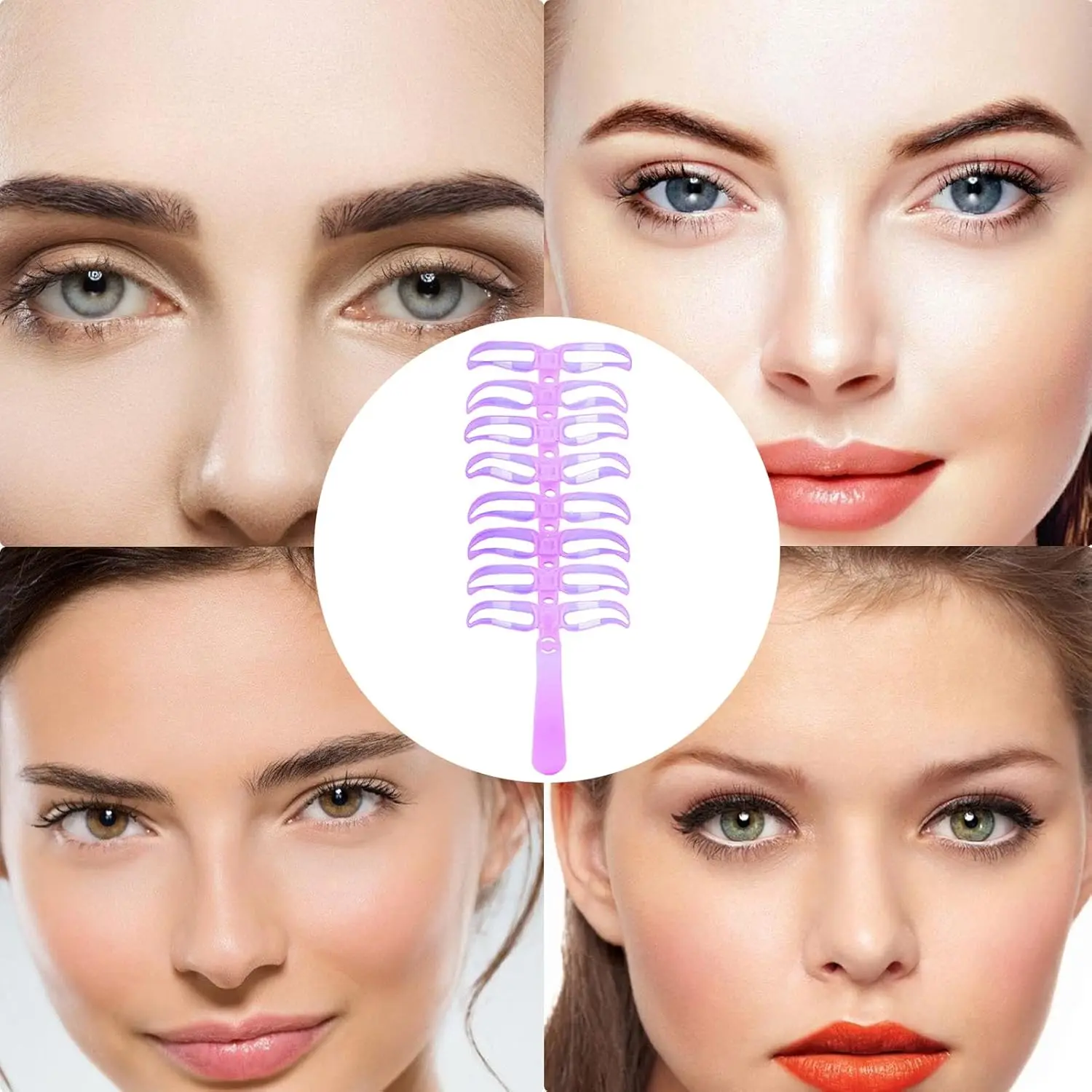 Augenbrauen-Schablone, 8-teiliges Schablonen-Set für perfekte Brauen, waschbare tragbare Vorlagen für Frauen, Bühnen, Make-up, Reisen, Party – Detail 4