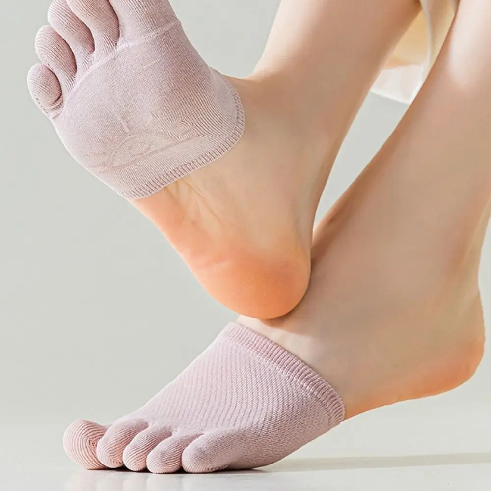 

Summer Elasticity Cotton Women Socks Half Palm Socks Mesh Half Insoles Five Finger Socks Toe Separator Socks Foot Care