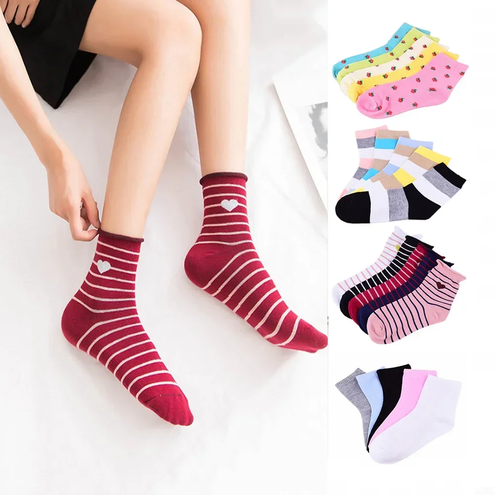 

Woman Printing Casual Socks Striped Foot Warm Knitted Student Girl Sports Ankle Sock Women Anti-skid Soft Comfy Low Tube Socks