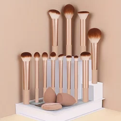 12 - Piece Professional Makeup Brush Set with Versatile Application Tools (Warm Coffee)