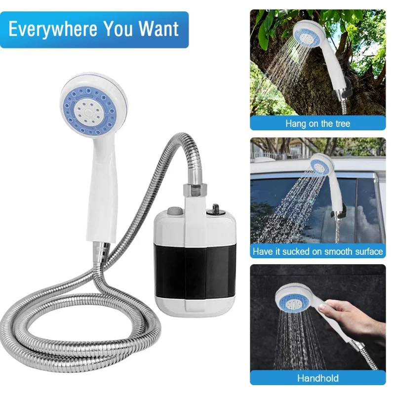 Outdoor Portable Shower Head Bathing USB Rechargeable Camping Showerhead  for Swimming Outdoor Traveling Hiking Travel Pet Car