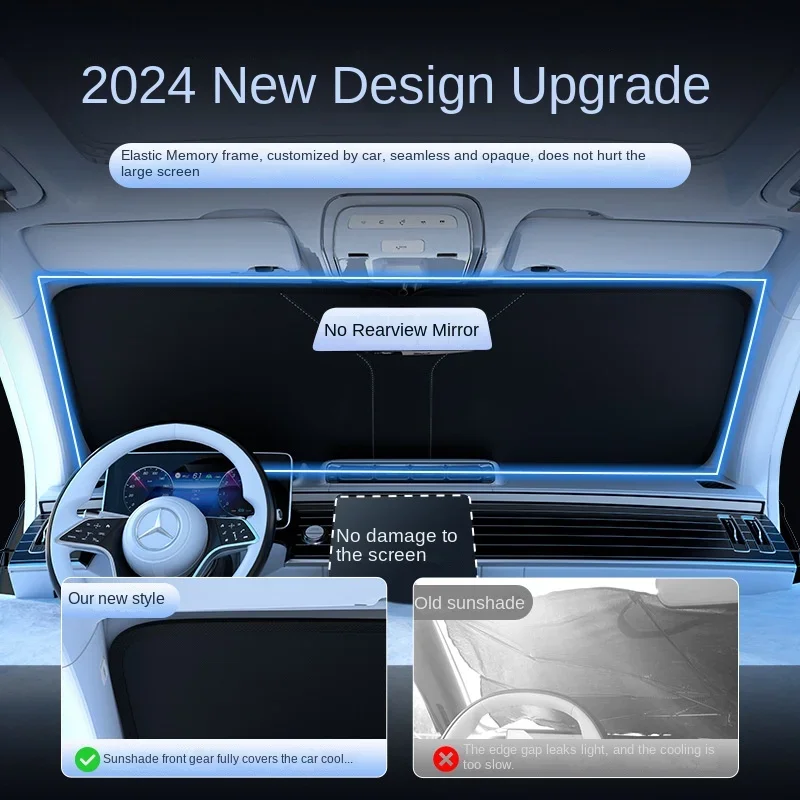 Car Windshield Sun Shade Holographic Car Front Window Sunshade Iridescent Umbrella Heat Blocker Visor Protector Block for SUV