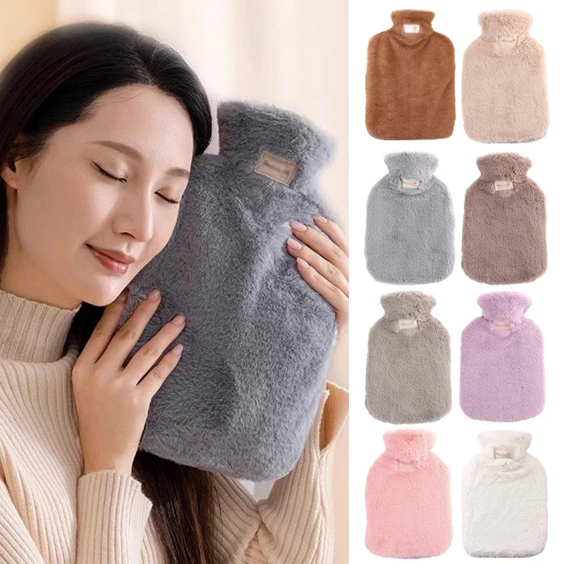 2000ml Hot-water Bag Cover Plush Hot Water Bottle Protecter Soft Hand Warmer Portable 2L Hot-water Bag Winter Warming Products
