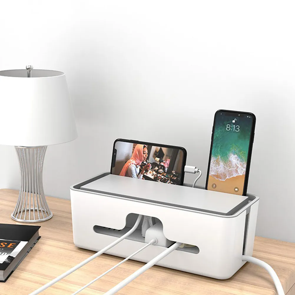 1Pcs 프리미엄 플라스틱 케이블 관리 상자 홈 오피스 침실 연구 코드 정리함 데이터 라인 보관을 위한 미끄럼 방지 고무 코너