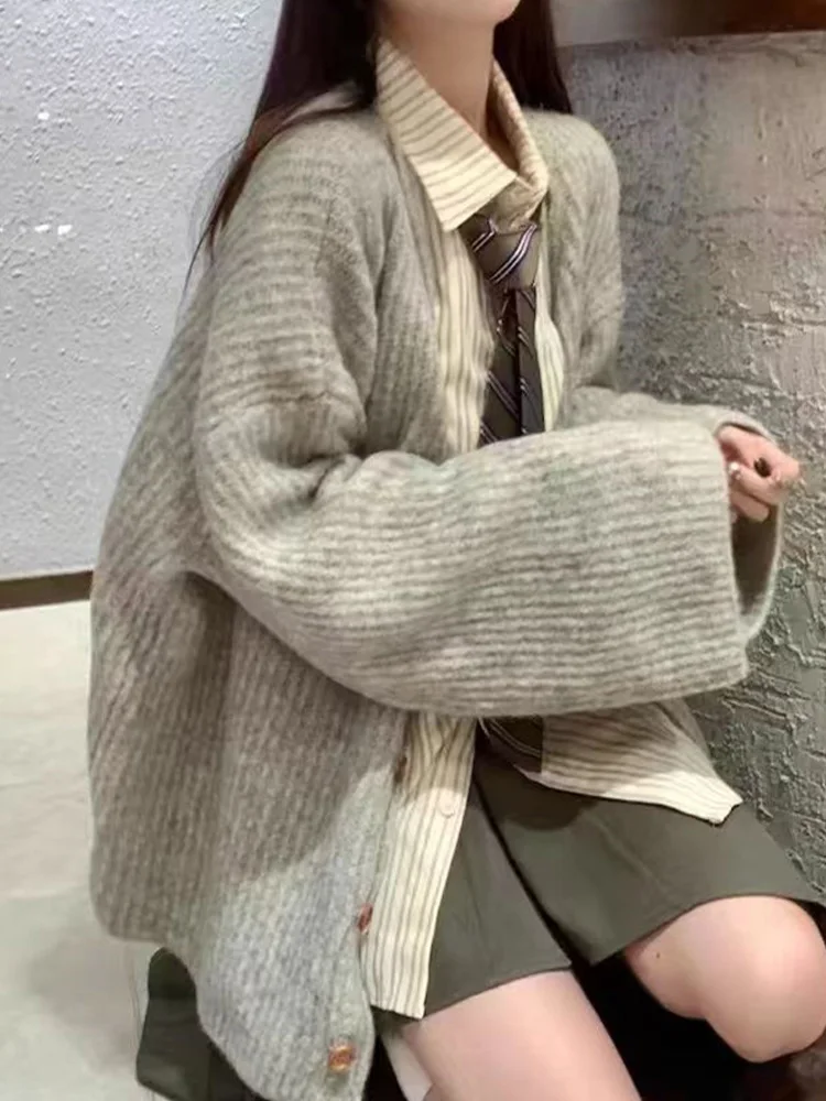 New Autumn and Winter Fashion Women's Clothing Women's Long-sleeved Knitted Cardigan Sweater Casual Medium and Long Women's Coat