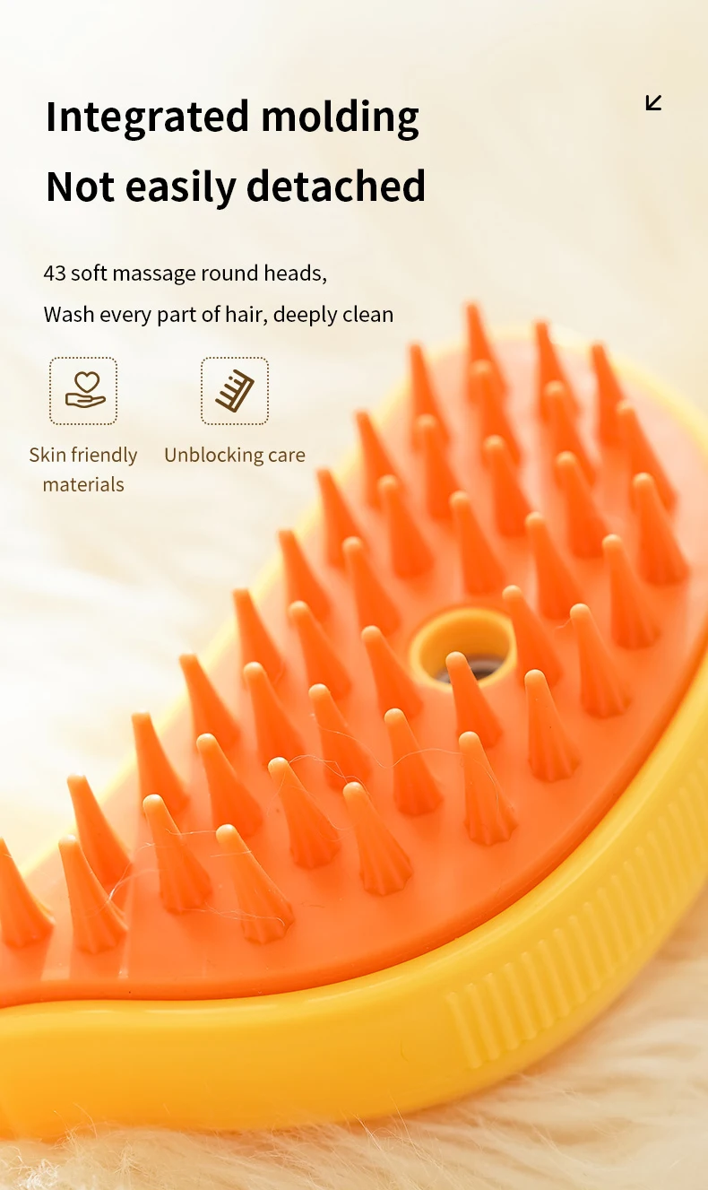 3-in-1 Pet Steam Brush in use, showing steam function on dog's fur.