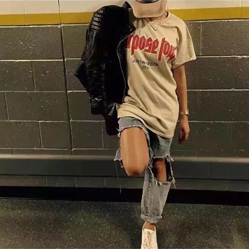 Camiseta de Justin Bieber Purpose Tour para hombres y mujeres, ropa de calle informal de Hop, Skateboard, My Mama, Don't Like You, de tamaño Y2k| | -