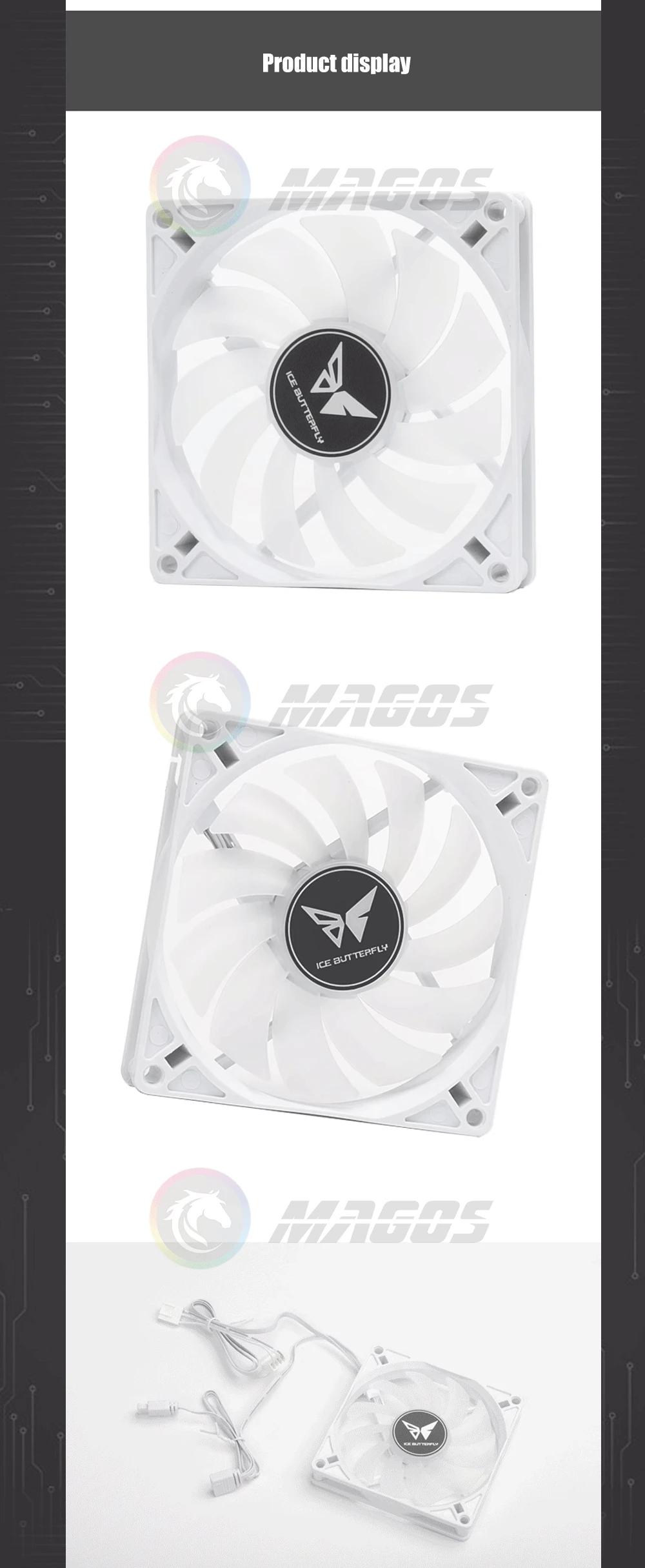 Gabinete PC ventilador ARGB, suporte fino, 5V,