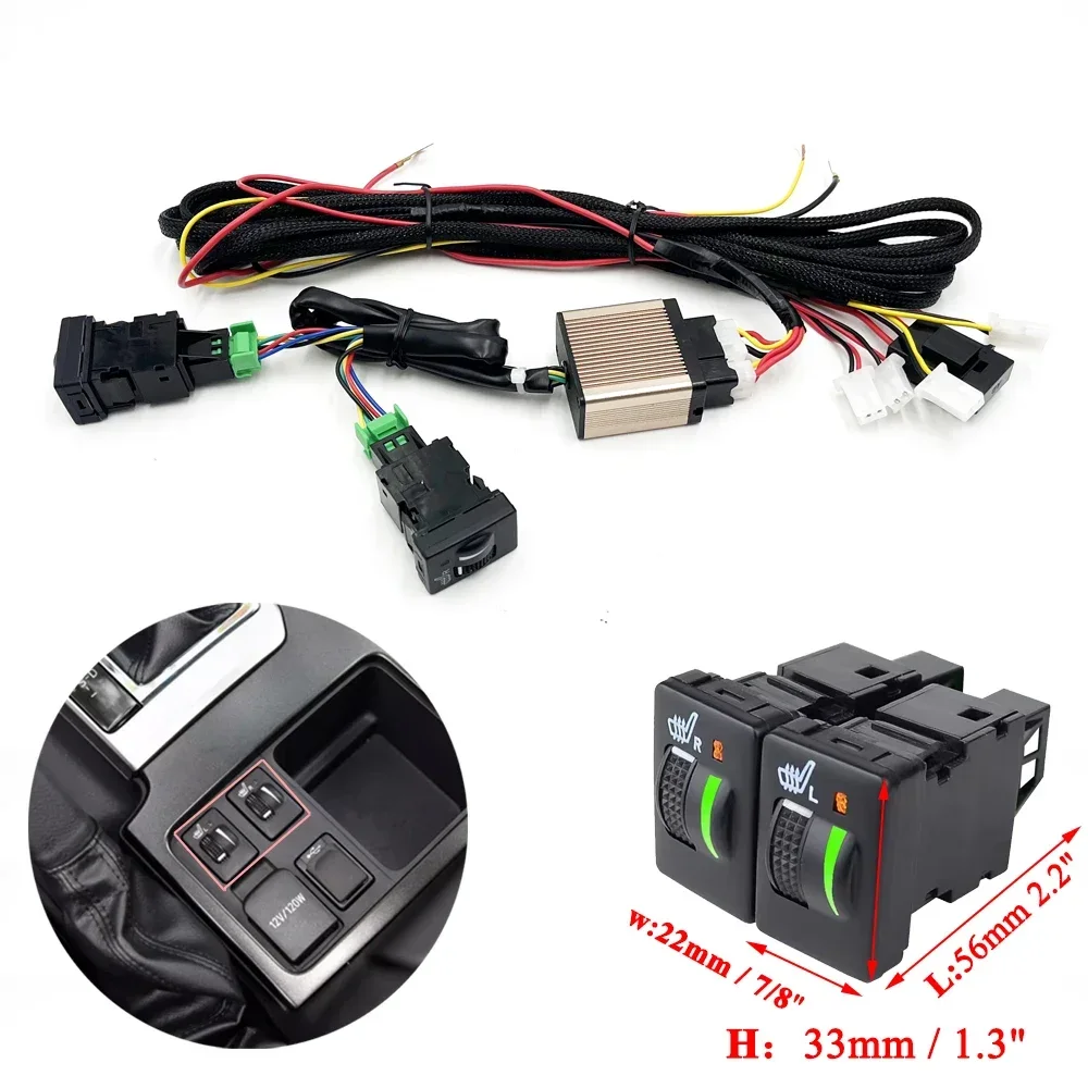 Car Seat Heater Kit Fit 2 Seats 12V Carbon Fiber Heating Pads Poleless Paddle Dual Control Switch For Toyota Camry Corolla RVA4