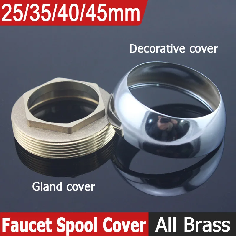 All Copper Faucet Core Decorative Gland Cover 1pcs 25/35/40/45mm Brass Kitchen Basin Faucet ColdHot Mixed Tap Pressure Caps