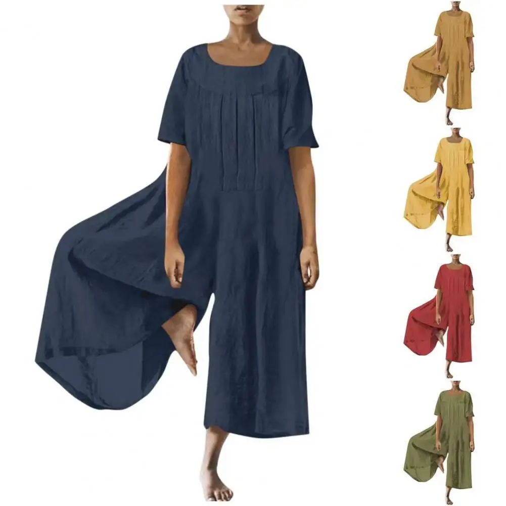 

Trendy Women Wide Leg Pants Overalls Romper Loose Jumpsuit Colorfast Versatile